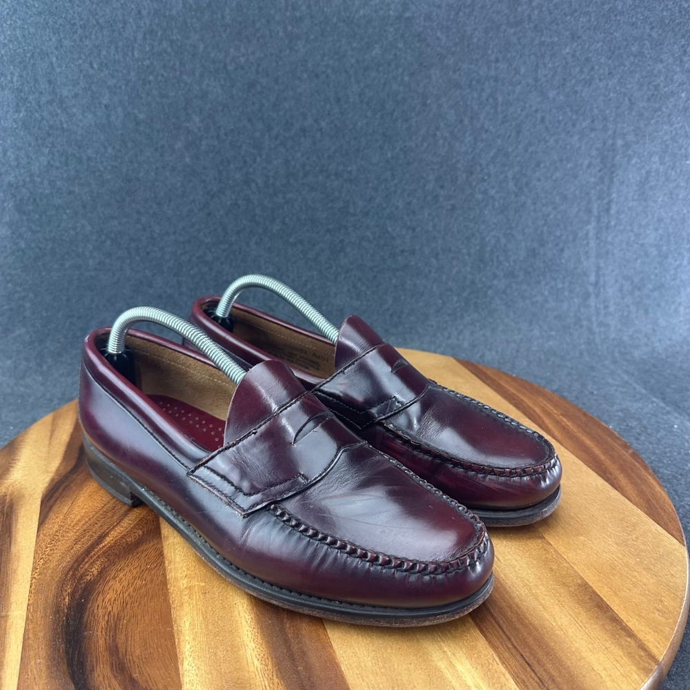 GH Bass Weejuns Logan Oxblood Burgundy Leather Slip On Penny Loafers Mens 10D - Picture 2 of 12